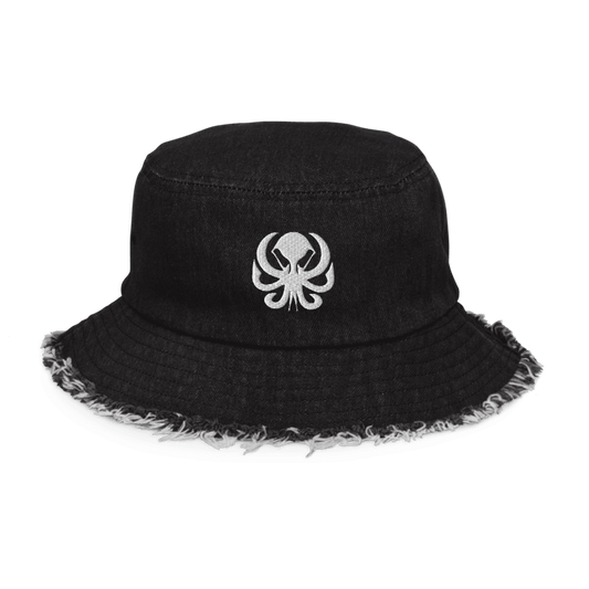 DISTRESSED DENIM BUCKET HAT
