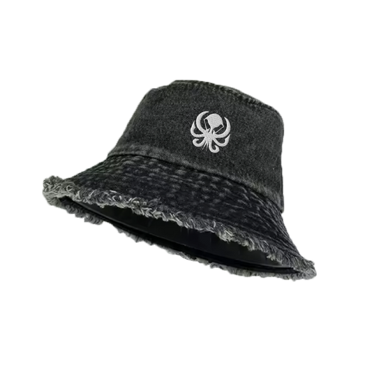 DISTRESSED DENIM BUCKET HAT