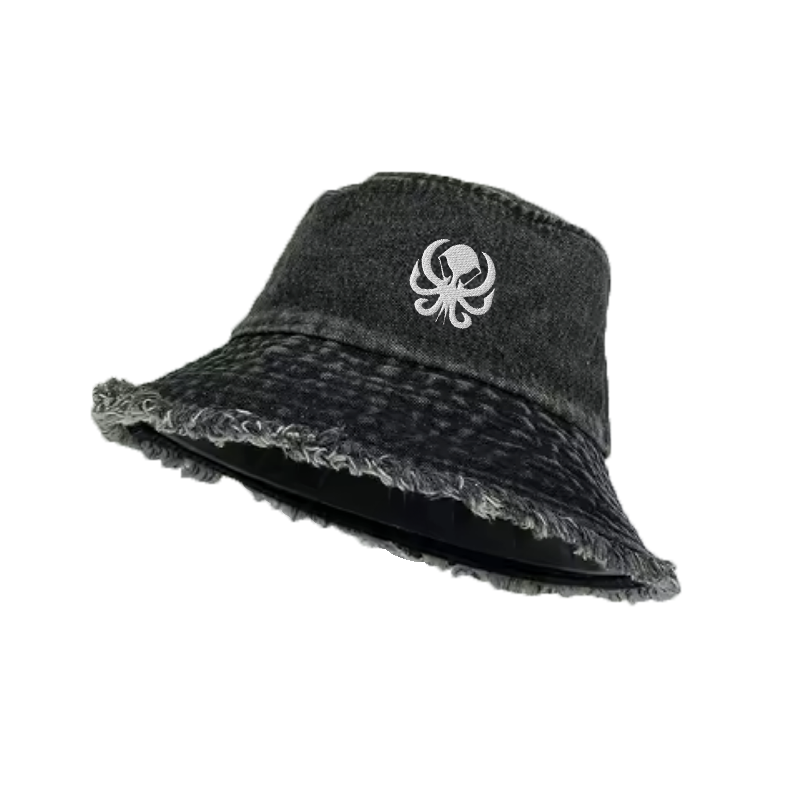 DISTRESSED DENIM BUCKET HAT